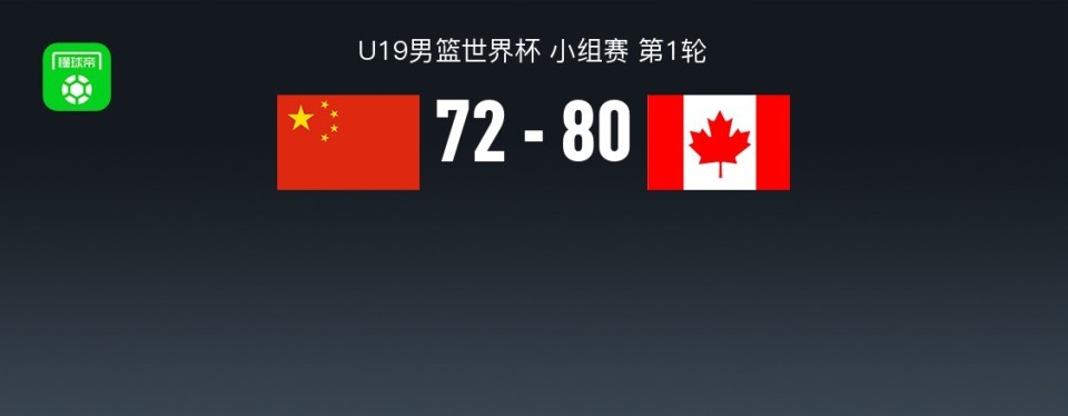 中国U19男篮逆转未果72-80加拿大，张博源20+5，朱正19分_1