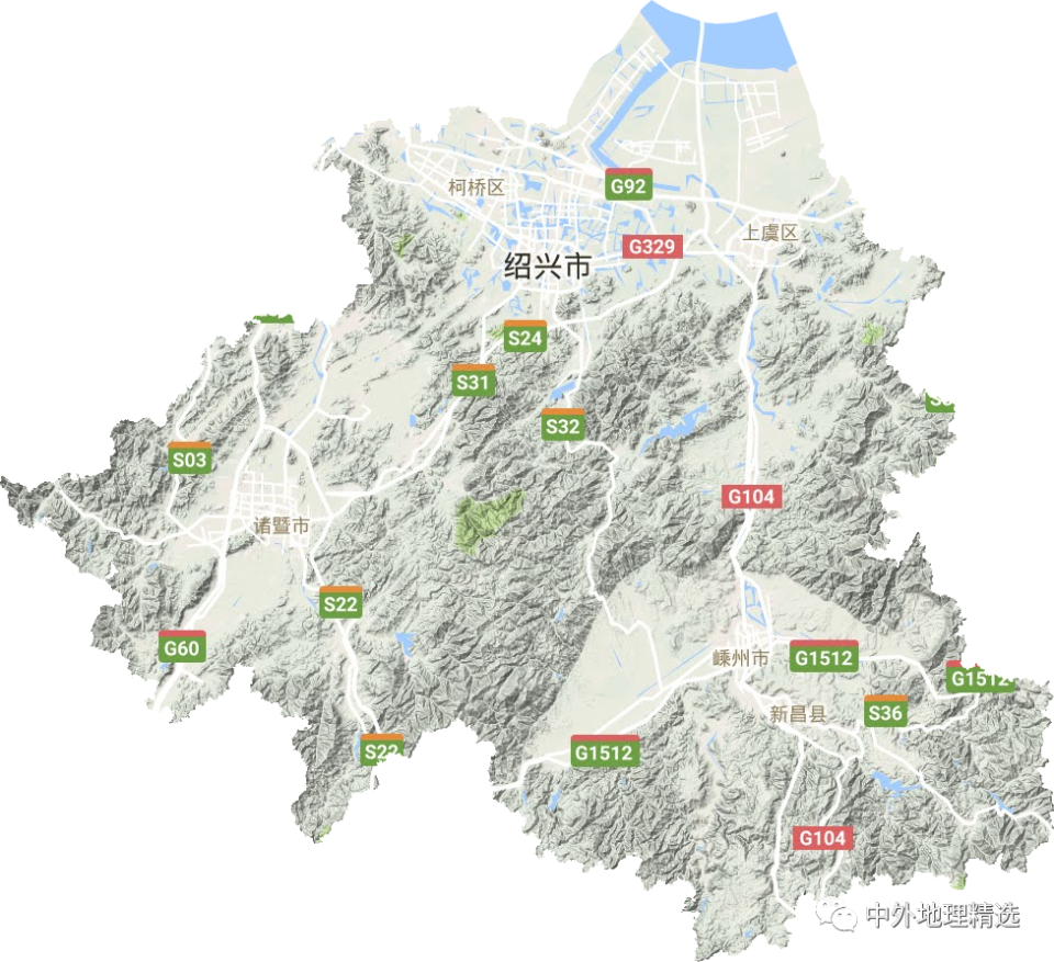 浙江省地形图高清版,包括各地级市地形图