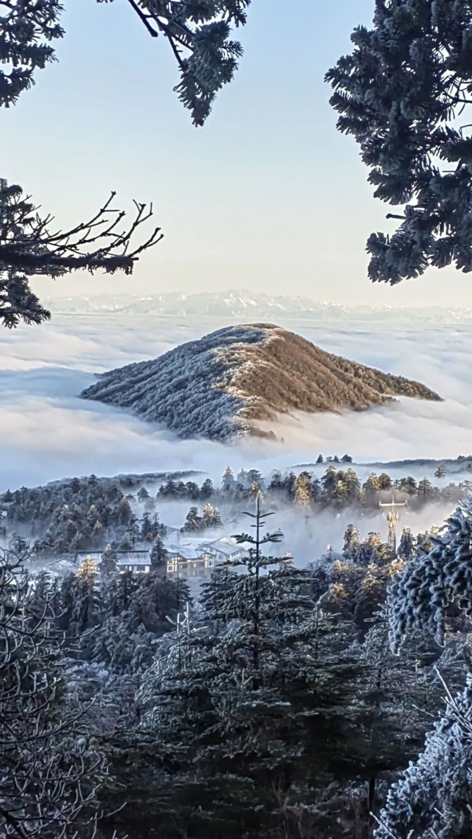 将整个山川点缀冬季的峨眉山 宛如踏入天堂般的美丽开启一个让人心驰