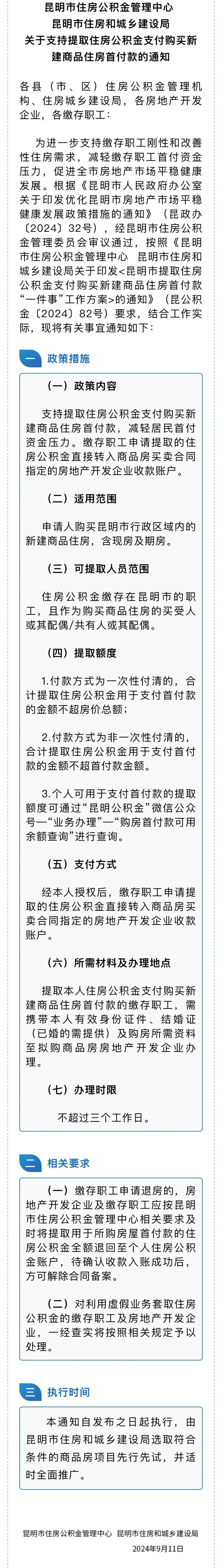 昆明市支持住房公积金用于支付新建商品住房首付款