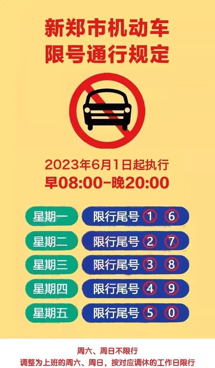 新郑市6月1日起恢复机动车尾号限行管理措施