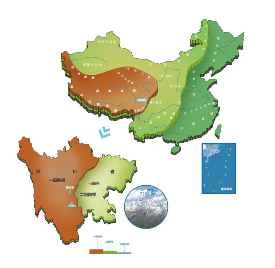 贡嘎山,地处青藏高原和四川盆地交界处,既是"横断七脉"之一大雪山脉的