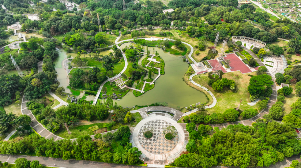 人在景中人民公园满眼绿意,风景如画绿草如茵,移步换景金山公园空气