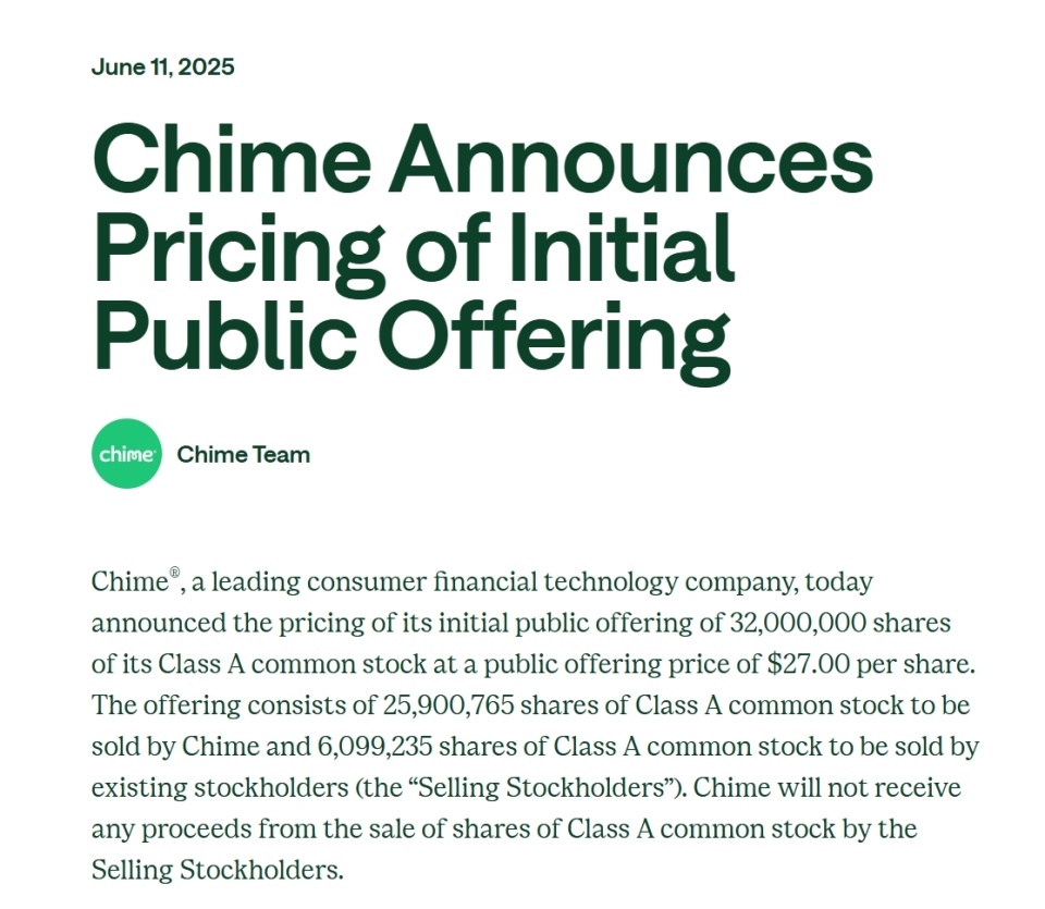 金融科技明星股Chime今夜登陆美股近期IPO热度又迎检验-腾讯新闻