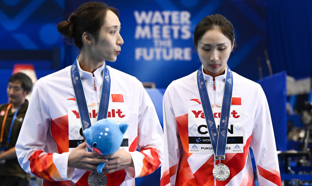 游泳世锦赛花样游泳女子双人自由自选决赛王柳懿王芊懿获得亚军2