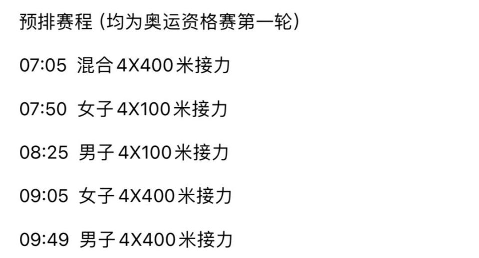 中国健儿将参加男子4×100米接力和女子4×100米接力!