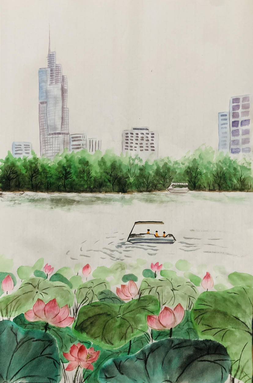"一起画 | 国风版"泛舟游湖"画出魅力文都,童眼里的"大美江苏"长这样!