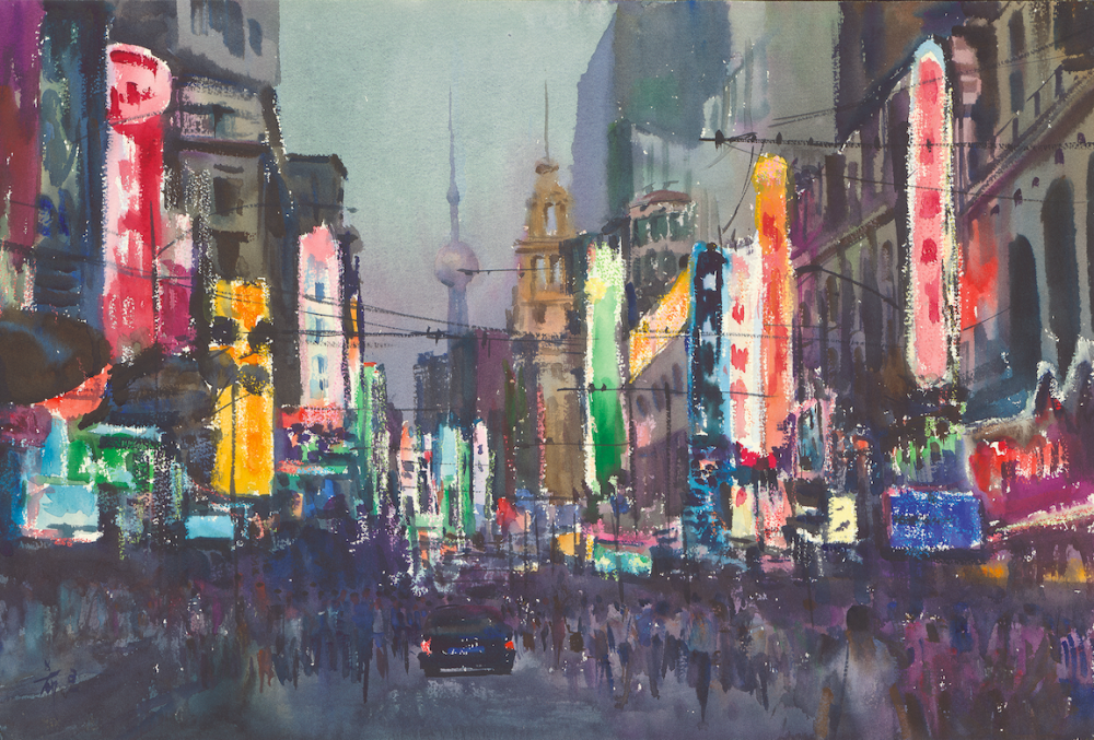 看展丨"陈希旦水彩画展"启幕,用水彩描绘城市之美