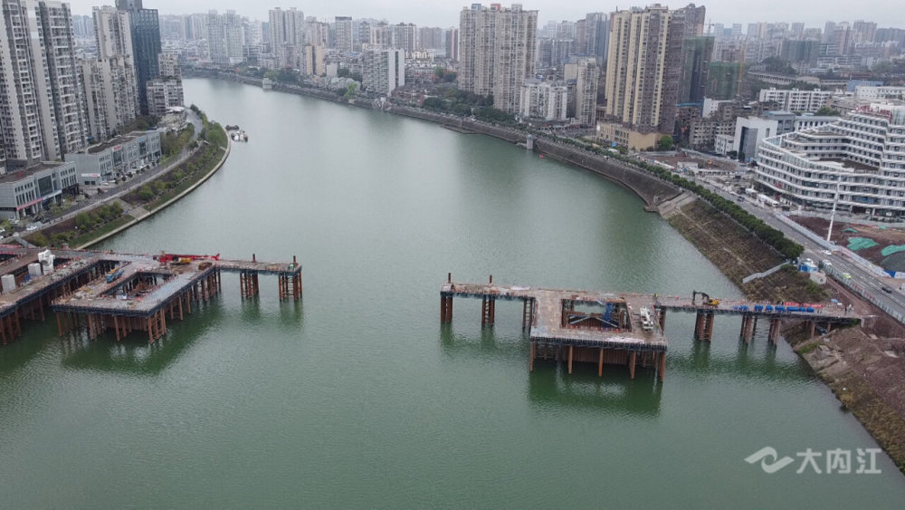 进度过半内江麻柳坝大桥预计6月开架