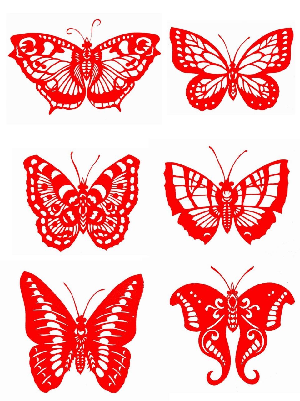陈耀剪纸作品:蝴蝶外观造型:剪纸翅膀图案:下面介绍几个有特殊形态的