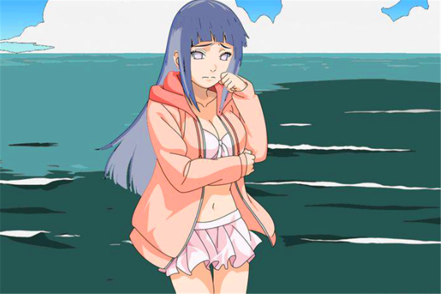 火影忍者:当日向雏田染发,蓝灰色很好看,绿色特别应景