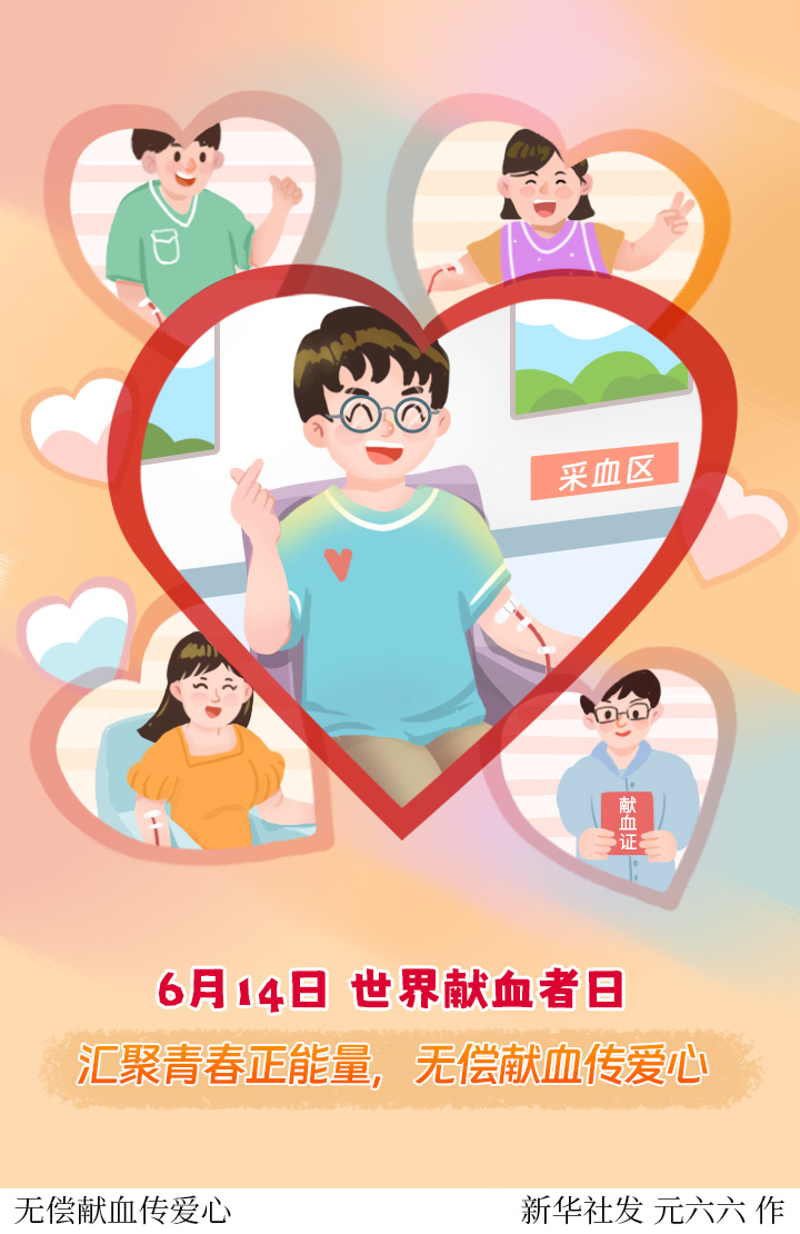 图表插画世界献血者日无偿献血传爱心