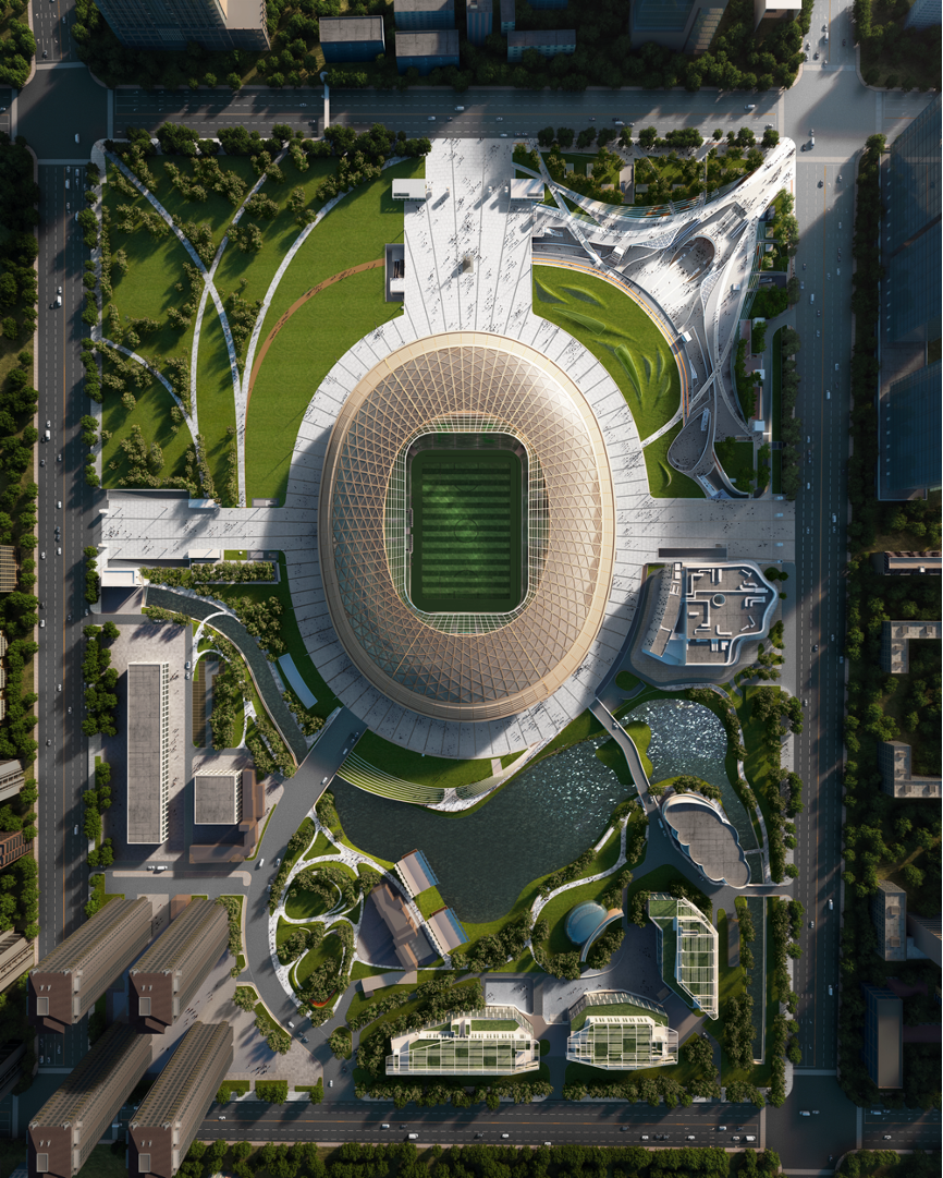 新工体效果图|中赫工体供图中赫方面表示,新工体将以公共空间,商业