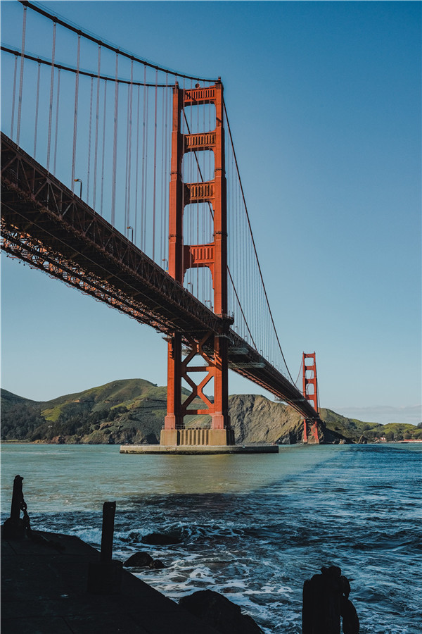 美国旧金山金门大桥建筑宏伟结构别具一格