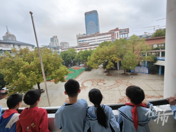 这才是最牛公开课天水小学美术老师身披雨衣手持扫帚将一地落叶扫成了