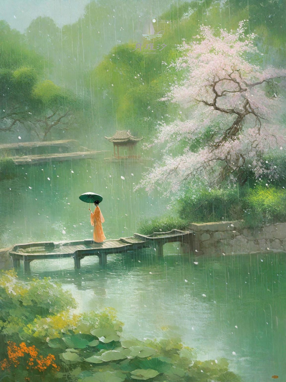 处无尘世烦扰的环境中,内心平静如水,他能细微察觉到微小桂花悄然飘落