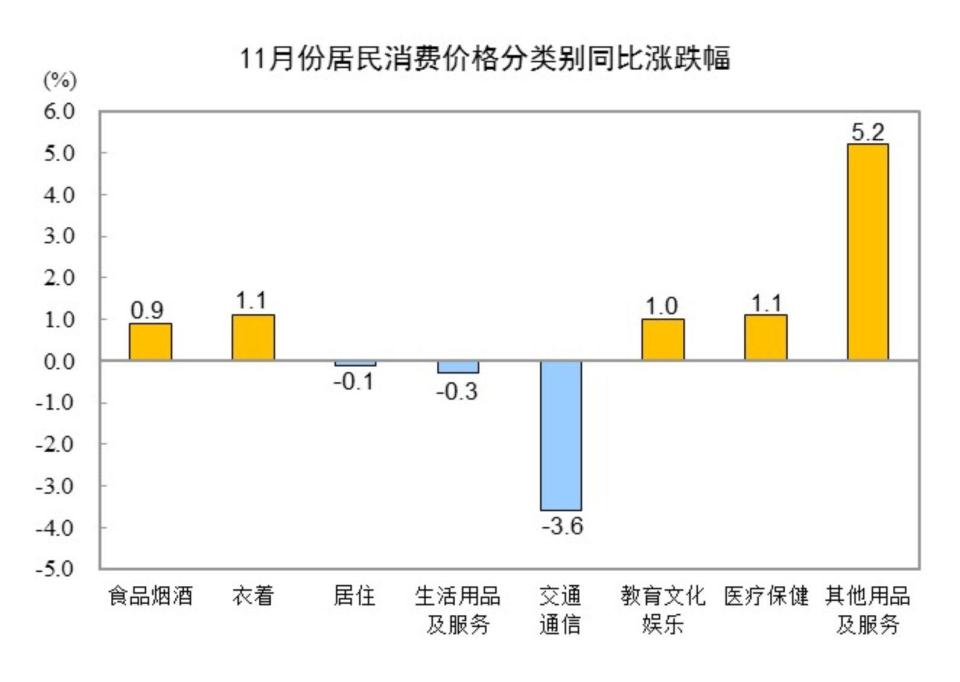 2024年11月份居民消费价格同比上涨0.2%