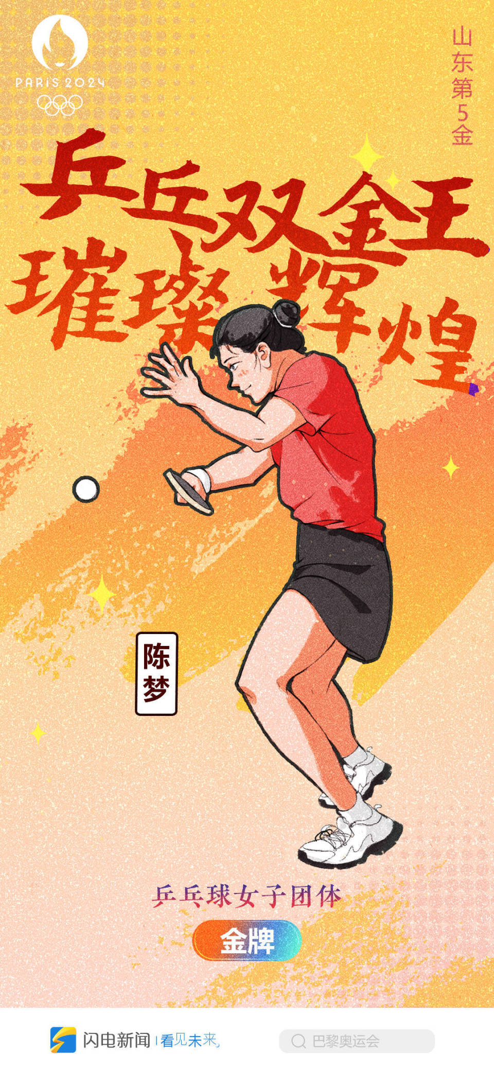 闪电海报丨他们是山东骄"奥"!手绘漫画来看闪耀巴黎的齐鲁健儿