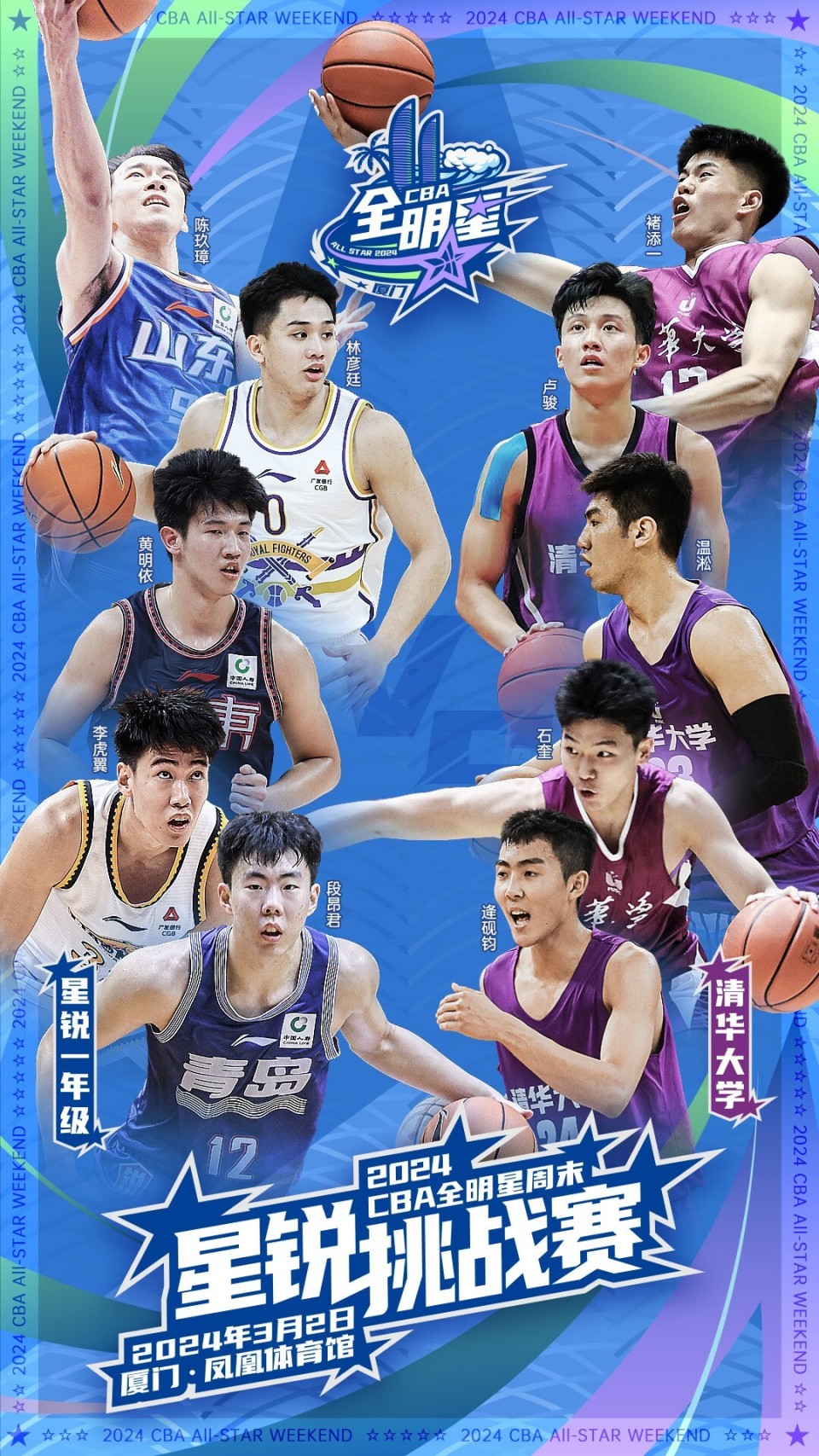 cba全明星星锐赛阵容邹阳陈国豪携手出战张庆鹏易立挂帅