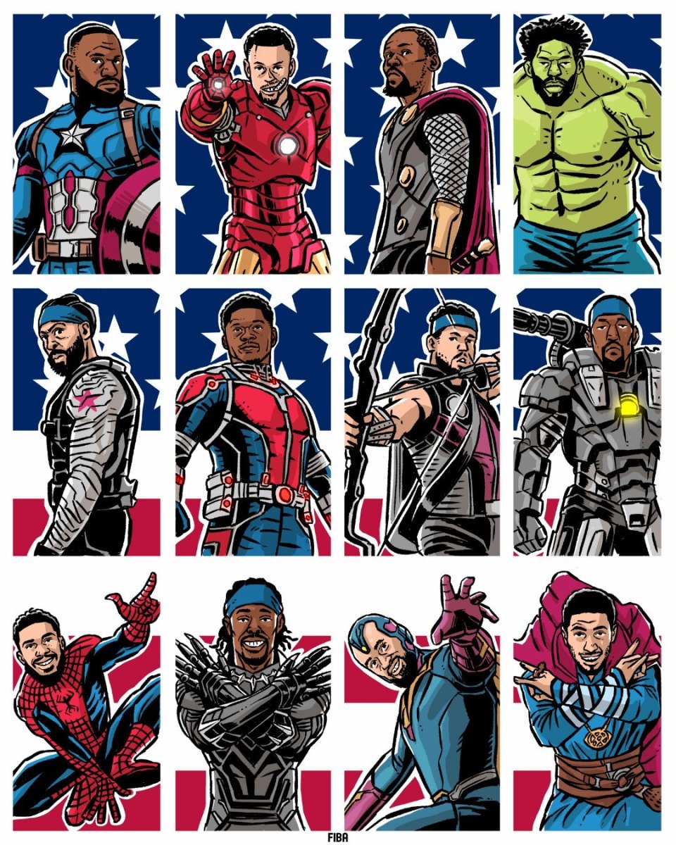 fiba官方晒美国男篮×复仇者p图:请选择你的复仇者