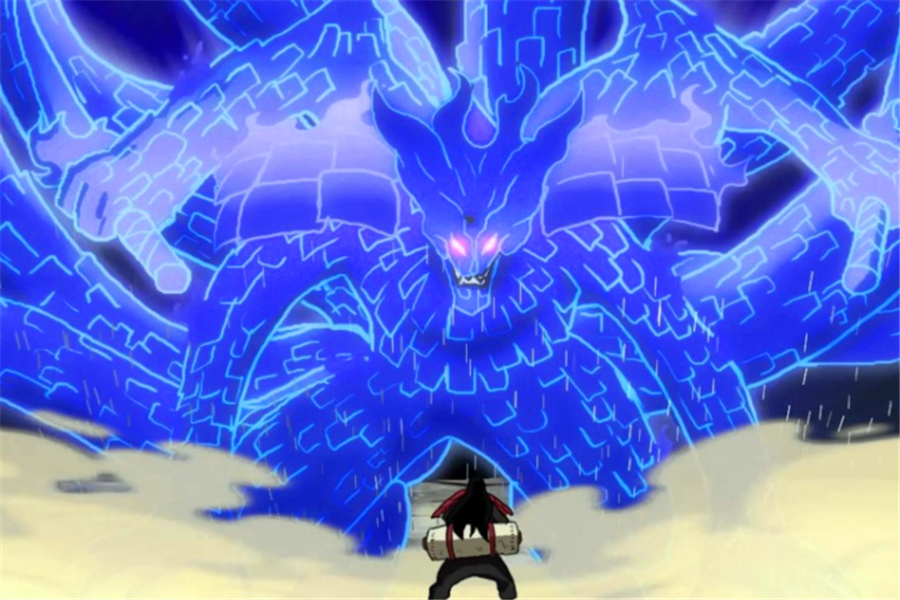 威装须佐能乎面对角都利用地怨虞秘术同时释放的风遁和火遁,及时赶来