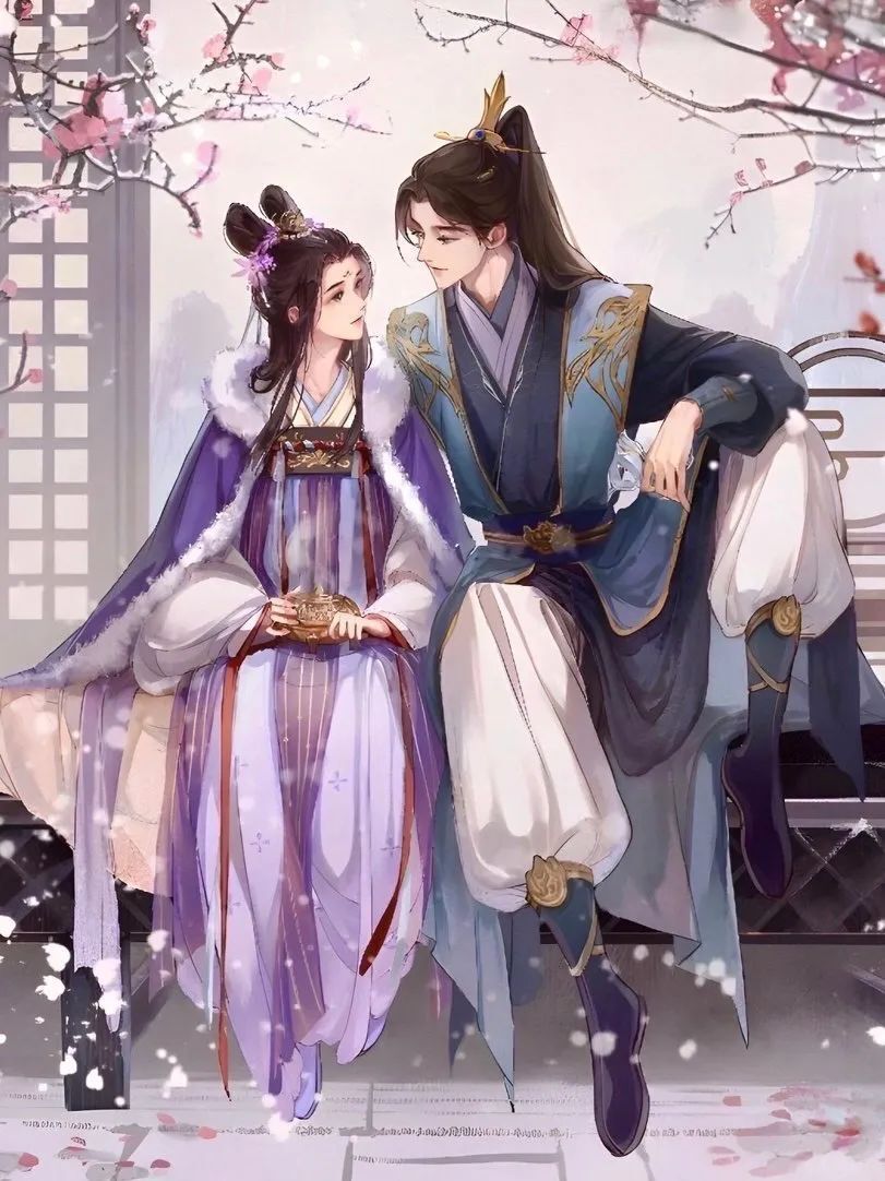 书中"鲜衣怒马少年郎,惊才绝艳谢景行"和"明媚皓齿俏佳人,举世无双