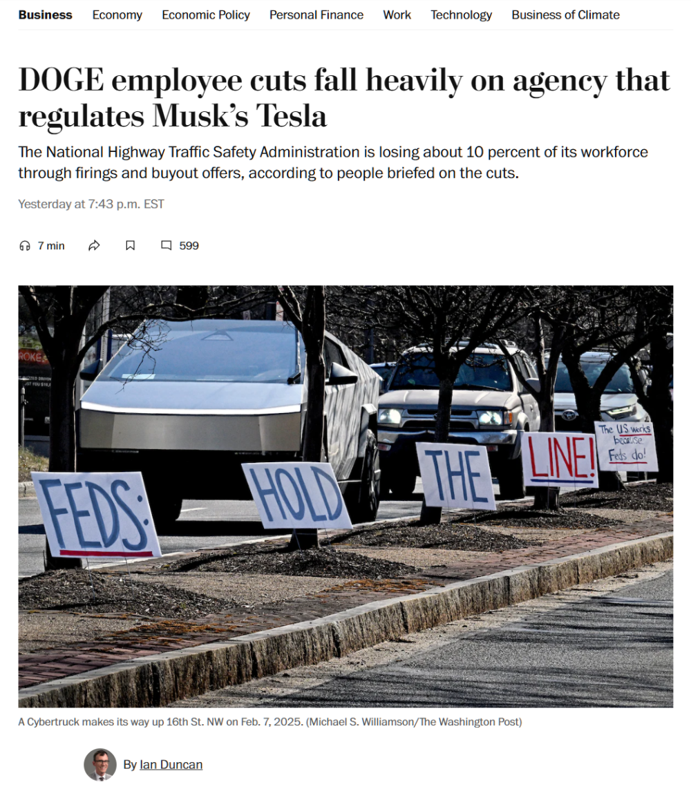 马斯克DOGE 裁员大刀挥向美国交管局，自动驾驶监管团队受重创-腾讯新闻