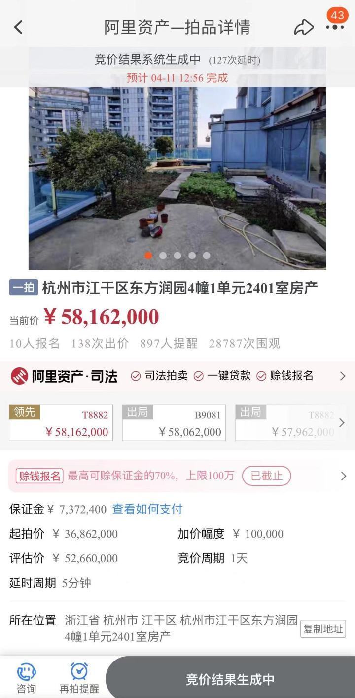 老牌江景豪宅东方润园顶跃法拍房9.94万元/㎡成交_腾讯新闻