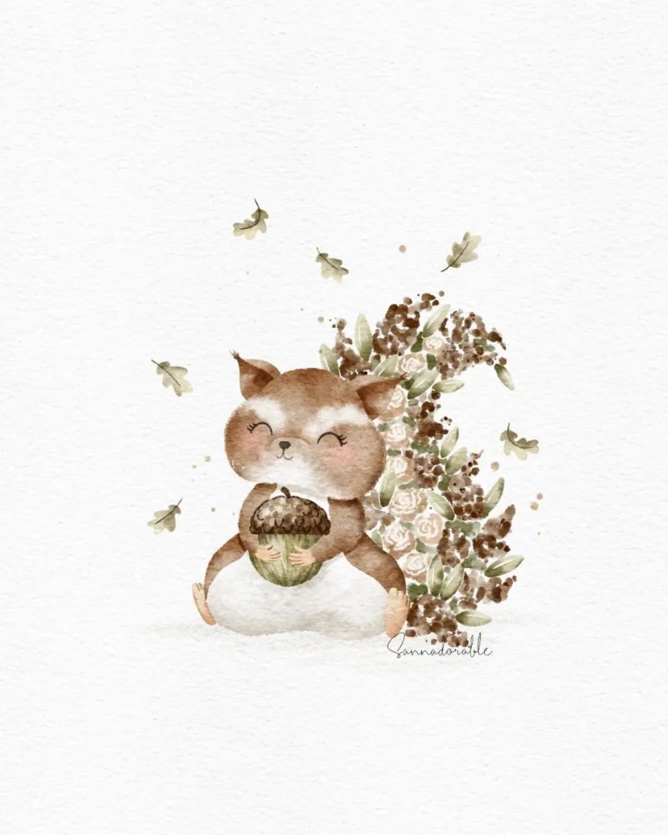 20幅水彩动物插画,俏皮又精致,可爱值拉满