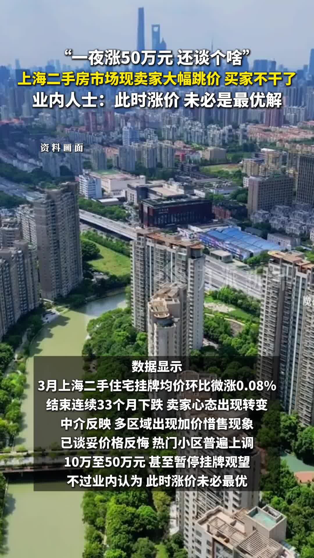 “一夜涨50万元，还谈个啥？”上海二手房市场现卖家大幅跳价_腾讯新闻
