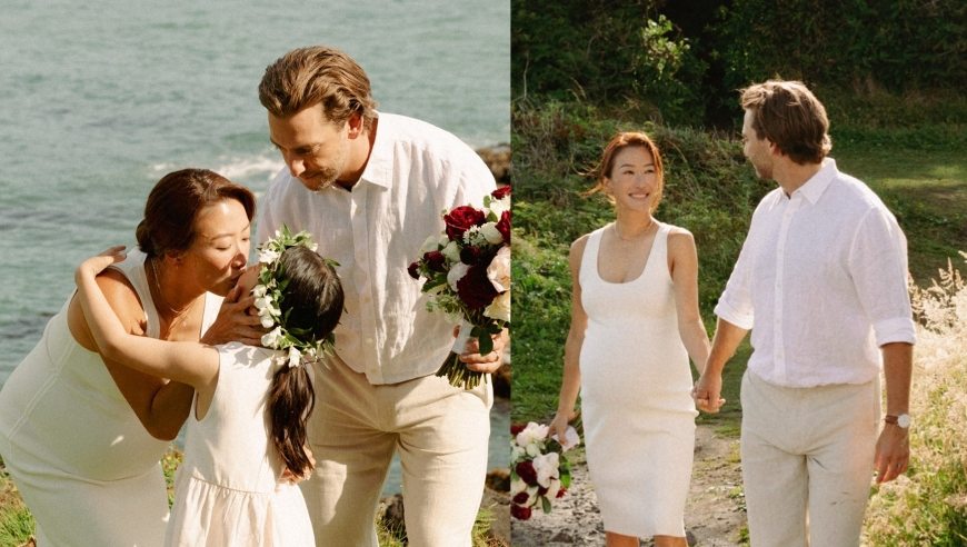 谢霆锋妹妹首晒结婚照庆祝一周年，与小7岁外籍丈夫办海边婚礼，女儿当花童