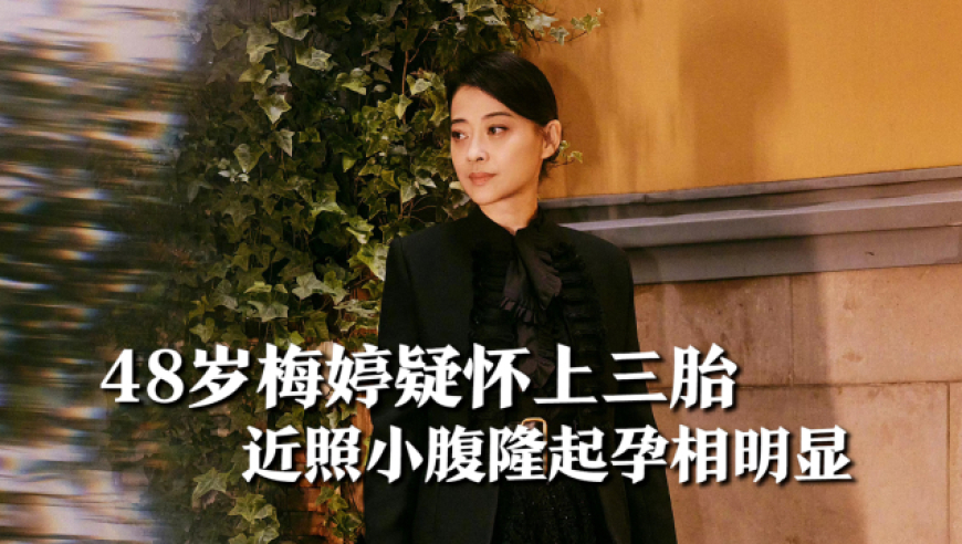 48岁梅婷晒豪宅分享美照,疑怀上三胎,近照小腹隆起孕相明显