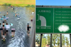 郑州一入河排污口聚集大量市民戏水，当地称排的是达标中水，达标中水有多脏？若染病谁来担责？