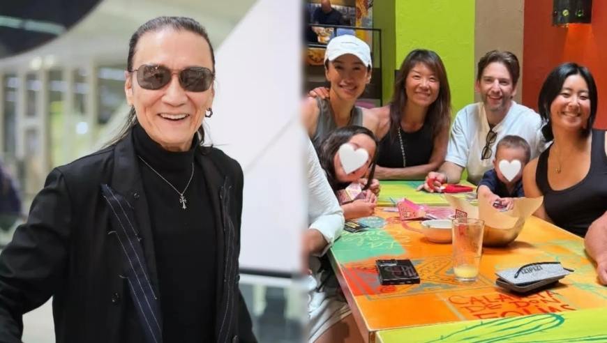 谢贤去世后谢婷婷首晒一家合影，笑容满面状态不错，儿女罕见出镜