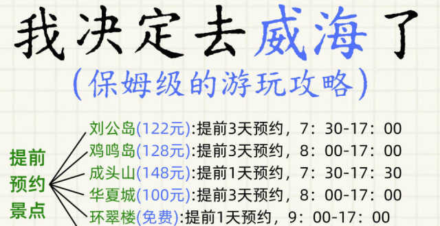 威海3天旅游景点行程，9-10月旅行_腾讯新闻