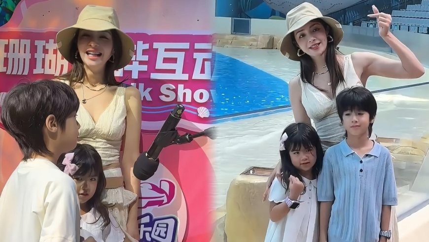 姜潮麦迪娜一双儿女近照曝光，完美遗传父母颜值，基因也太强大了吧！