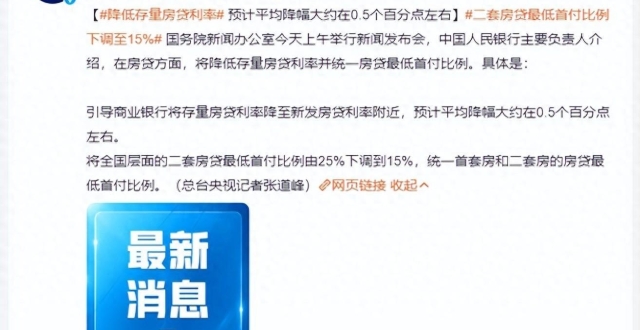 重磅利好！存量房贷利率下调，楼市筑底信号强烈_腾讯新闻