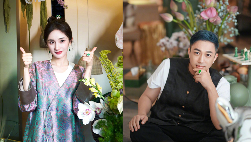 杨幂于正沉迷戴翡翠,新中式对比惨烈,于正染绿发被嘲p成印度人