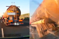 惊险！司机载一家四口猛撞危化品运输车：车头撞碎 气囊全部爆出_腾讯新闻