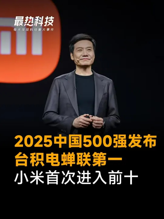 2025中国500强发布，台积电蝉联第一，小米首次进入前十_腾讯新闻