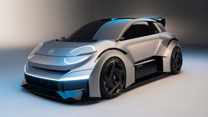 颇具赛车风的电动汽车,采用圆形led灯环,科技感十足