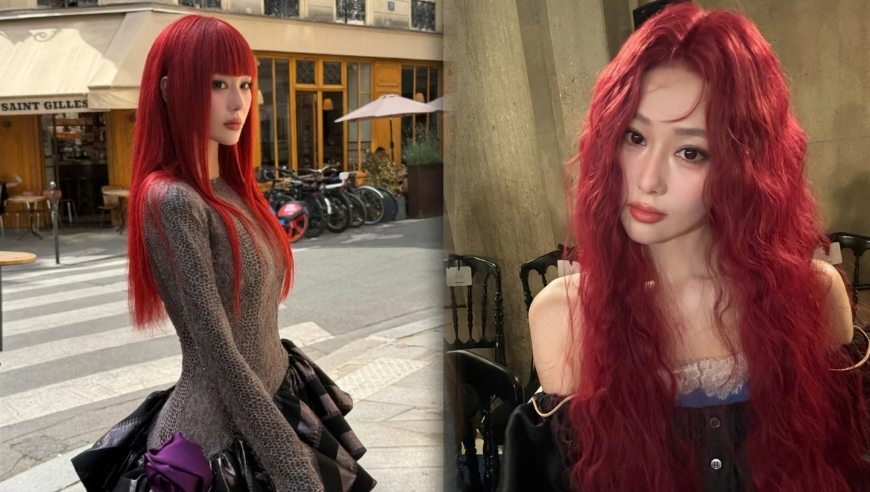 张馨予巴黎看秀“饿”到98斤，红发造型惊艳全场！本人却着急喊话网友：别学我！