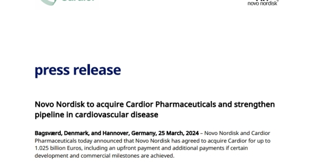 诺和诺德以10亿欧元收购Cardior 加速布局心血管领域_腾讯新闻