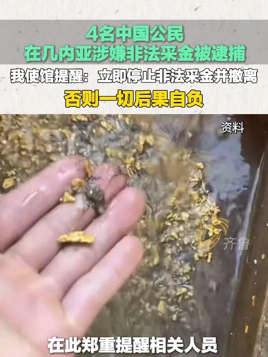 4名中国公民在几内亚涉嫌非法采金被逮捕！我使馆提醒：立即停止非法采金并撤离，否则一切后果自负！_腾讯新闻