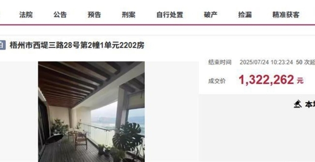 梧州市一套江景大平层豪宅93万被拍卖，被自己人125万又买下_腾讯新闻