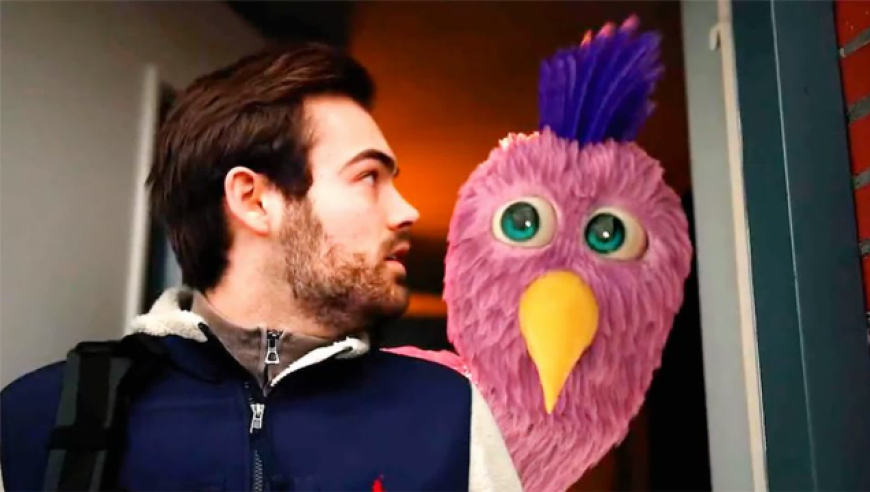 紫色小鸡误入人类世界,和小男孩度过了欢乐的一段时间