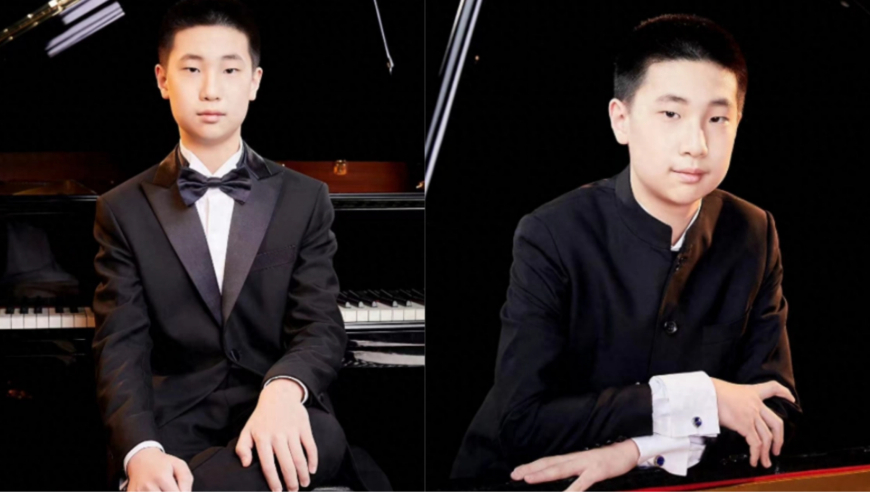 林永健儿子参加钢琴比赛,13岁林大竣长高变瘦,父子俩共用一张脸