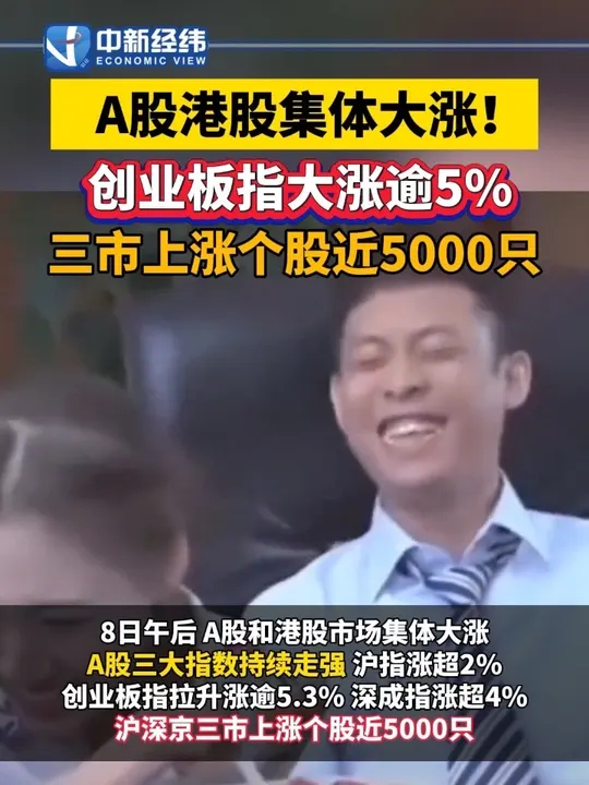 A股港股集体大涨 创业板 指大涨逾5%_腾讯新闻